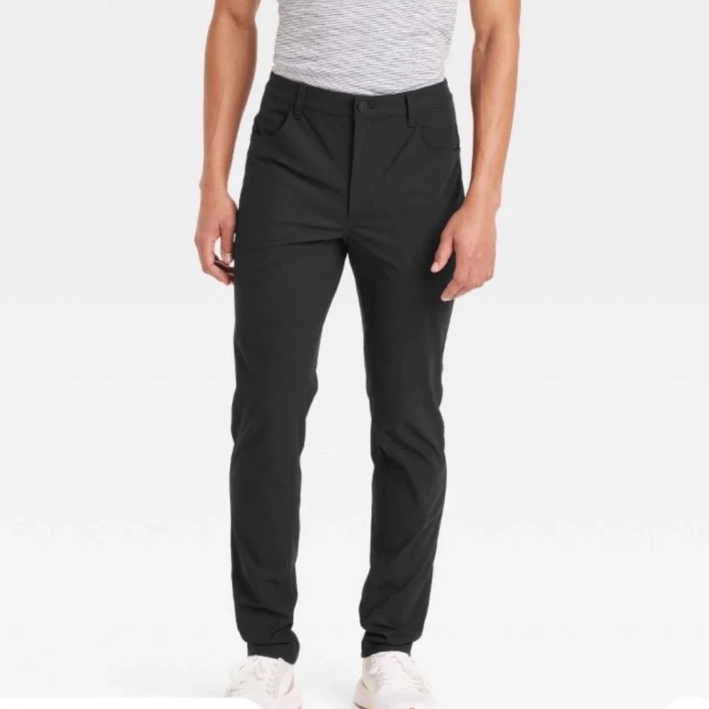 All In Motion Mens 360 Lifestyle Slim Fit 5-Pocket Pants Black 30x32 UPF 50+